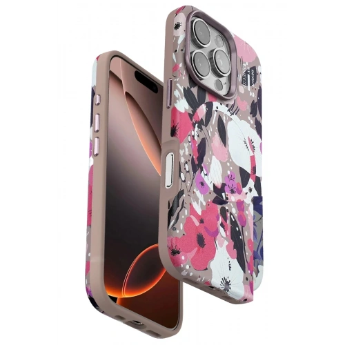 Mey İthalat®  iPhone 16 Pro Flower Series Magsafe Kapak - Pembe