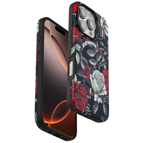 Mey İthalat®  iPhone 16 Pro Flower Series Magsafe Kapak - Siyah