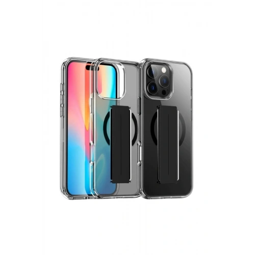 Mey İthalat®  iPhone 16 Pro Kılıf Alfa Magsafe Standlı Kapak - Siyah