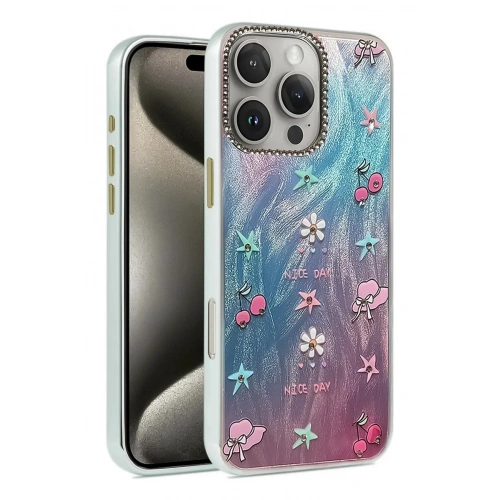 Mey İthalat®  iPhone 16 Pro Kılıf Blade Aynalı Desenli Kapak - Desen 4