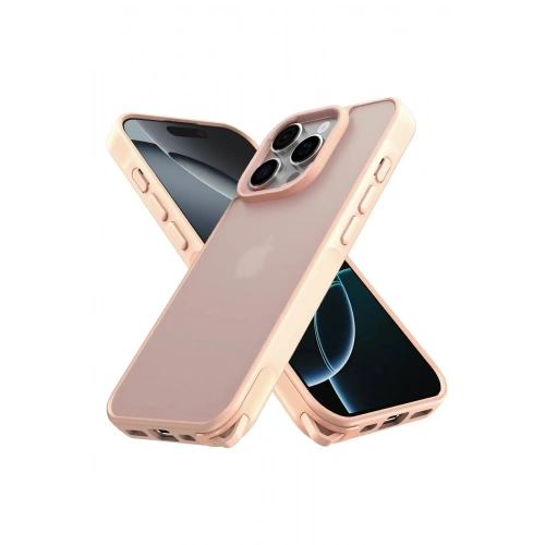 Mey İthalat®  iPhone 16 Pro Kılıf Elegant Kapak - Pudra