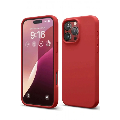 Mey İthalat®  iPhone 16 Pro Kılıf First Silikon - Kırmızı