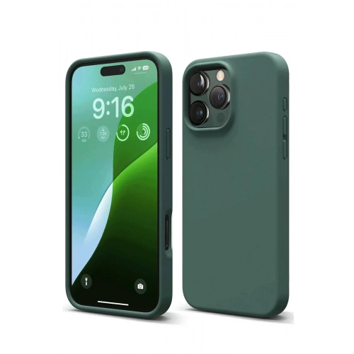 Mey İthalat®  iPhone 16 Pro Kılıf First Silikon - Koyu Yeşil