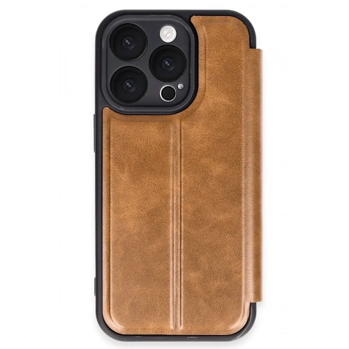 Mey İthalat®  iPhone 16 Pro Kılıf Flip Cover - Taba
