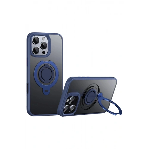 Mey İthalat®  iPhone 16 Pro Max Avatar 360 Dönen Magsafe Kapak - Lacivert