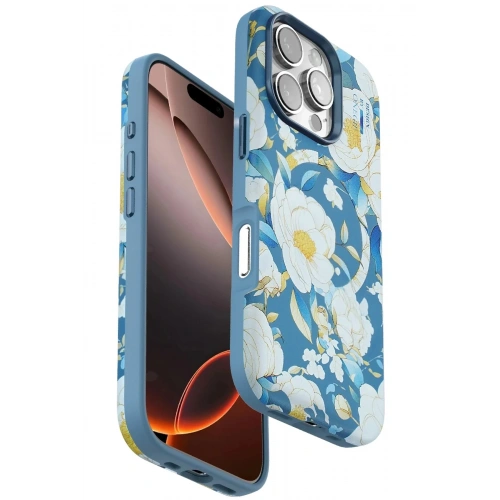 Mey İthalat®  iPhone 16 Pro Max Flower Series Magsafe Kapak - Mavi