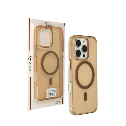 Mey İthalat®  iPhone 16 Pro Max Gleam PC Sert Magsafe Kılıf - Şeffaf-Gold