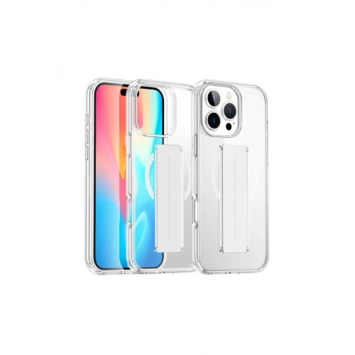 Mey İthalat®  iPhone 16 Pro Max Kılıf Alfa Magsafe Standlı Kapak - Şeffaf