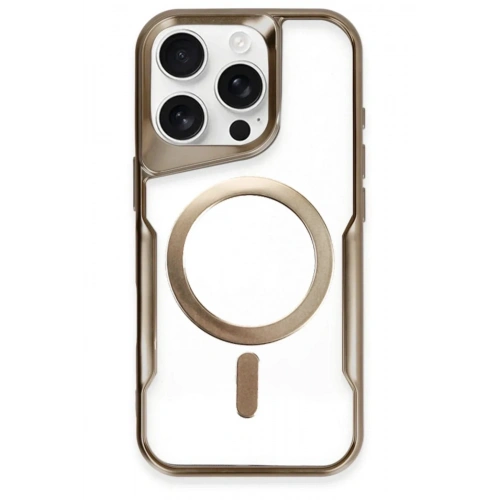 Mey İthalat®  iPhone 16 Pro Max Kılıf Boyi Magsafe Silikon Kapak - Kahverengi