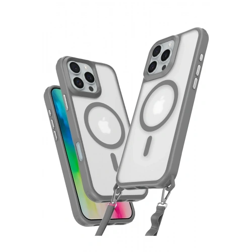 Mey İthalat®  iPhone 16 Pro Max Kılıf Enka Magsafe Silikon Kılıf - Titan Gri