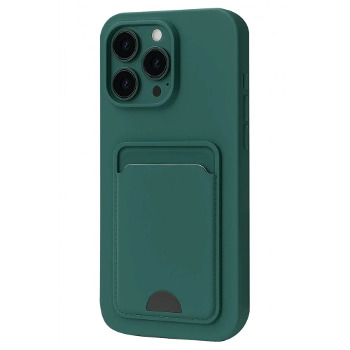 Mey İthalat®  iPhone 16 Pro Max Kılıf Kelvin Kartvizitli Silikon - Koyu Yeşil