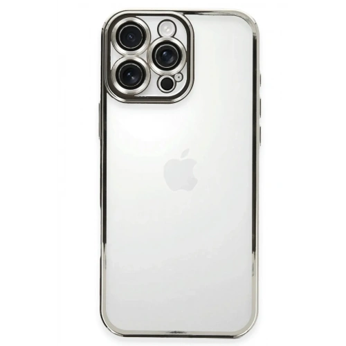 Mey İthalat®  iPhone 16 Pro Max Kılıf  Lensli Silikon - Gümüş