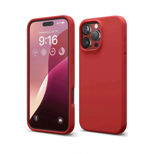 Mey İthalat®  iPhone 16 Pro Max Kılıf Nano içi Kadife Silikon - Kırmızı