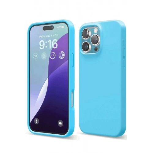 Mey İthalat®  iPhone 16 Pro Max Kılıf Nano içi Kadife Silikon - Mavi