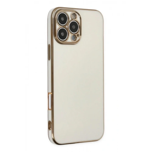 Mey İthalat®  iPhone 16 Pro Max Kılıf Volet Silikon - Beyaz