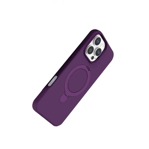Mey İthalat®   iPhone 16 Pro Max Regal Magsafe Standlı Kapak - Derin Mor