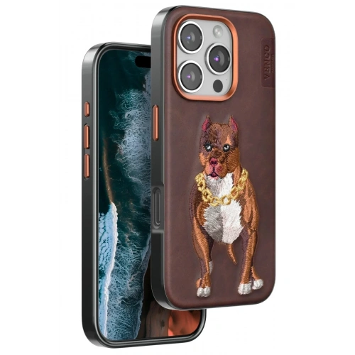 Mey İthalat®  iPhone 16 Pro Perma Desenli Kapak - Kahverengi