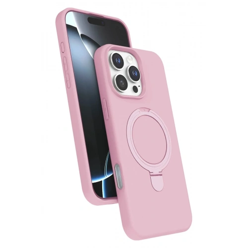 Mey İthalat®   iPhone 16 Pro Regal Magsafe Standlı Kapak - Açık Pembe
