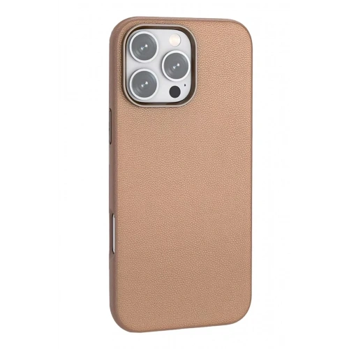 Mey İthalat®  iPhone 16 Pro Wonder Deri Magsafe Kapak - Bronz