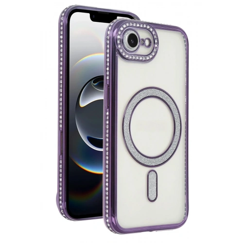 Mey İthalat®   iPhone 16E Joke Simli Magneticsafe Kılıf - Derin Mor