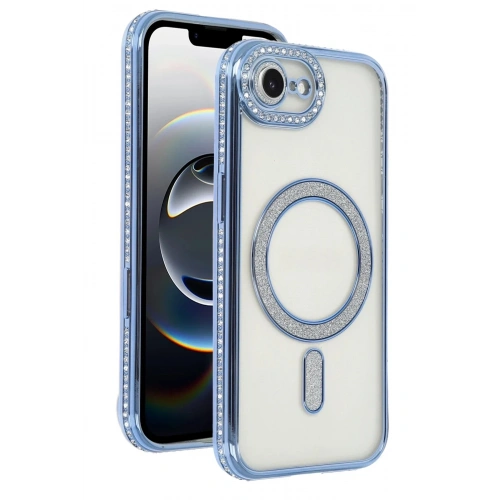 Mey İthalat®   iPhone 16E Joke Simli Magneticsafe Kılıf - Mavi