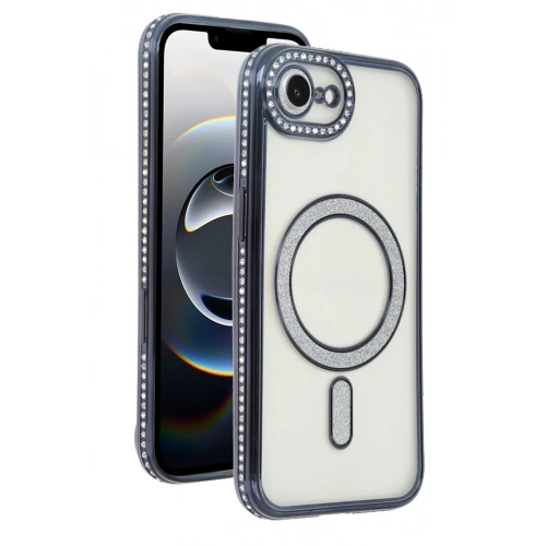 Mey İthalat®   iPhone 16E Joke Simli Magneticsafe Kılıf - Siyah