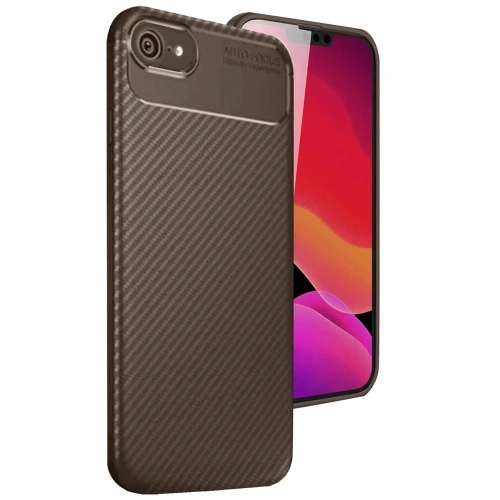 Mey İthalat®  iPhone 16E Kılıf Auto Focus Karbon Kapak - Kahverengi