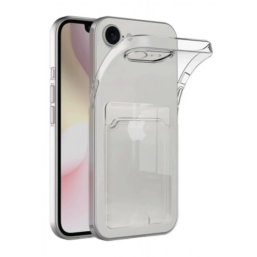Mey İthalat®  iPhone 16E Kılıf Kart Şeffaf Silikon - Şeffaf