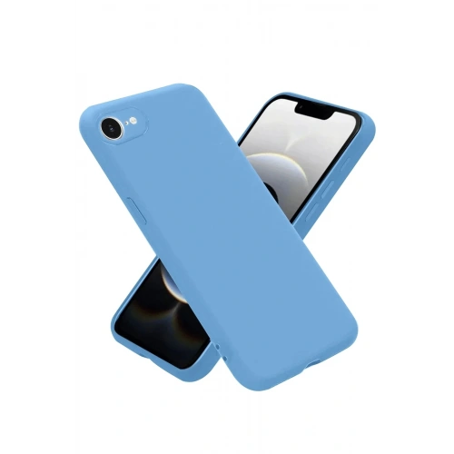 Mey İthalat®  iPhone 16E Kılıf Nano içi Kadife Silikon - Mavi