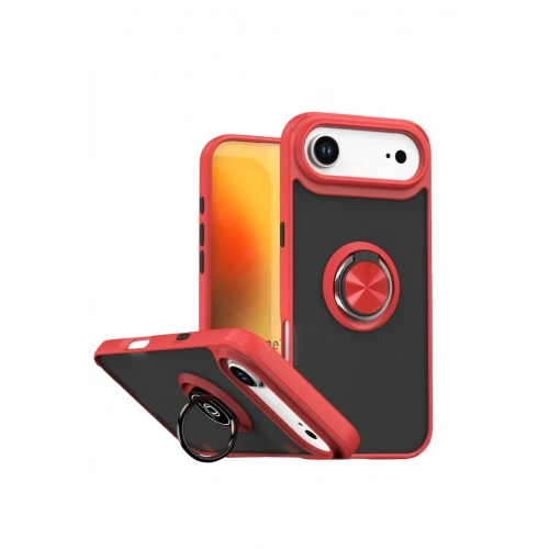 Mey İthalat®   iPhone 17 Air Montreal Yüzüklü Silikon Kapak - Kırmızı