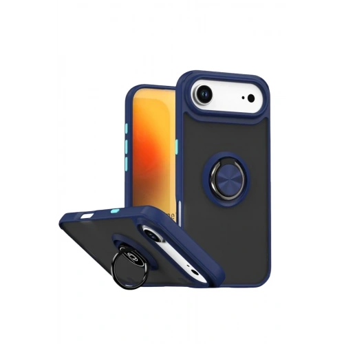 Mey İthalat®   iPhone 17 Air Montreal Yüzüklü Silikon Kapak - Lacivert