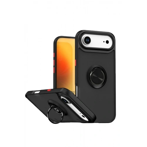 Mey İthalat®   iPhone 17 Air Montreal Yüzüklü Silikon Kapak - Siyah