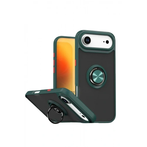 Mey İthalat®   iPhone 17 Air Montreal Yüzüklü Silikon Kapak - Yeşil
