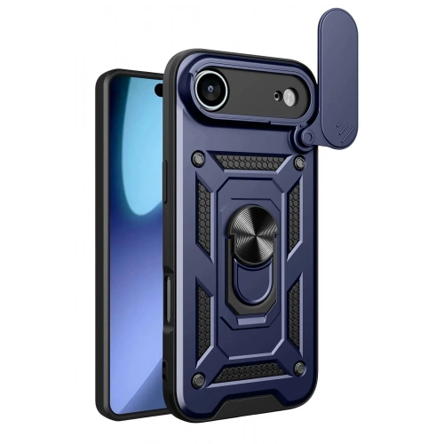 Mey İthalat®   iPhone 17 Air Pars Lens Yüzüklü Silikon - Lacivert