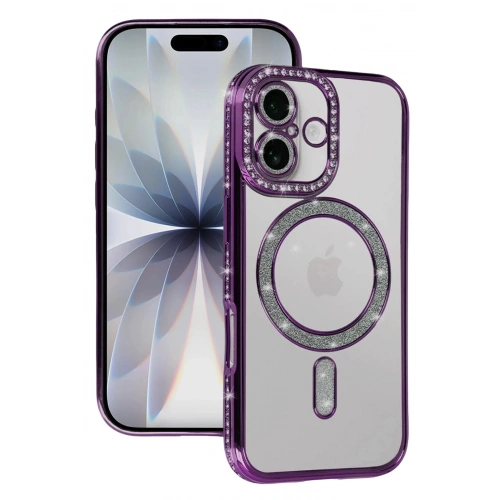 Mey İthalat®   iPhone 17 Joke Simli Magneticsafe Kılıf - Derin Mor