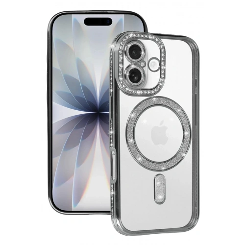 Mey İthalat®   iPhone 17 Joke Simli Magneticsafe Kılıf - Gümüş