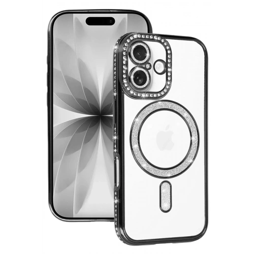 Mey İthalat®   iPhone 17 Joke Simli Magneticsafe Kılıf - Siyah
