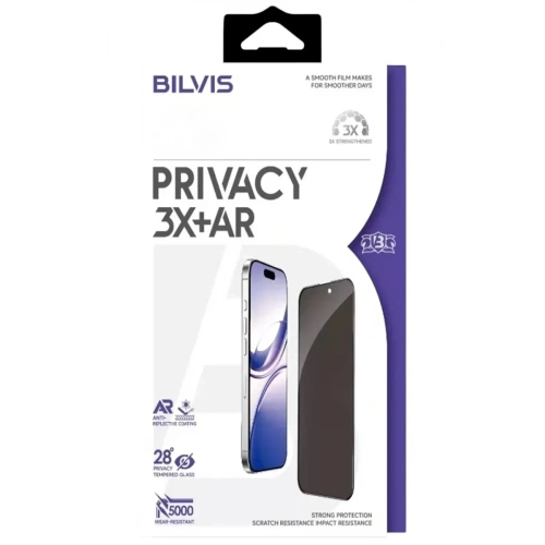 Mey İthalat®   iPhone 17 Pro Bilvis 3X AR Hayalet Cam Ekran Koruyucu - Siyah