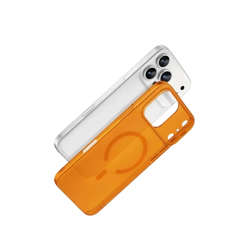 Mey İthalat®   iPhone 17 Pro Combo Sert Şeffaf Magsafe Kapak - Turuncu