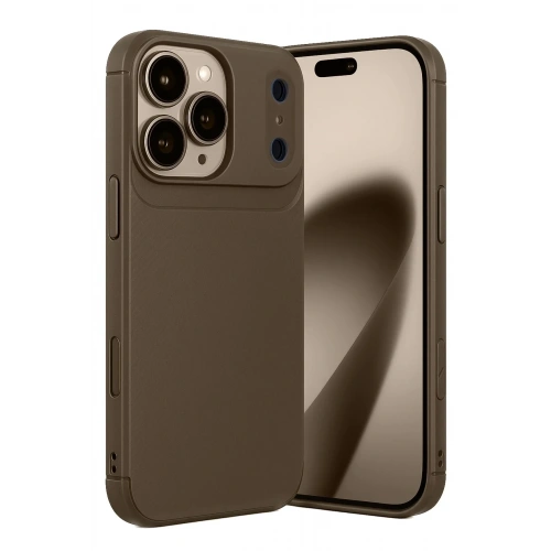 Mey İthalat®   iPhone 17 Pro Max Auto Focus Karbon Kapak - Kahverengi