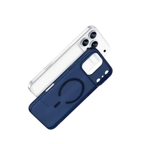 Mey İthalat®   iPhone 17 Pro Max Combo Sert Şeffaf Magsafe Kapak - Mavi
