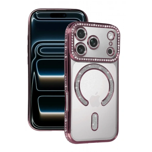 Mey İthalat®   iPhone 17 Pro Max Joke Simli Magneticsafe Kılıf - Pembe