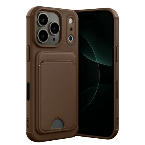 Mey İthalat®   iPhone 17 Pro Max Kelvin Kartvizitli Silikon - Kahverengi