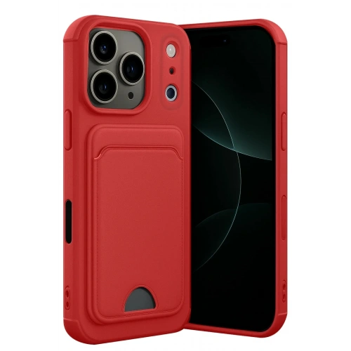 Mey İthalat®   iPhone 17 Pro Max Kelvin Kartvizitli Silikon - Kırmızı