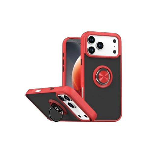 Mey İthalat®   iPhone 17 Pro Max Montreal Yüzüklü Silikon Kapak - Kırmızı