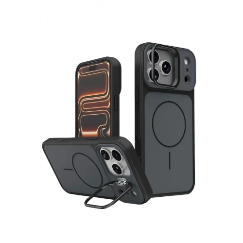 Mey İthalat®   iPhone 17 Pro Max Pale Magsafe Standlı Kapak - Siyah