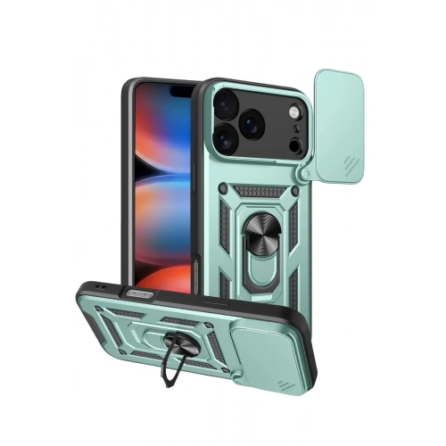 Mey İthalat®   iPhone 17 Pro Max Pars Lens Yüzüklü Silikon - Yeşil