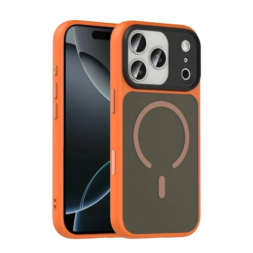 Mey İthalat®   iPhone 17 Pro Megane Magsafe Kapak - Turuncu