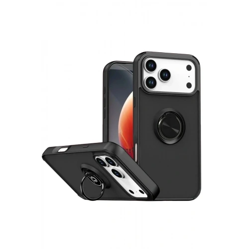 Mey İthalat®   iPhone 17 Pro Montreal Yüzüklü Silikon Kapak - Siyah