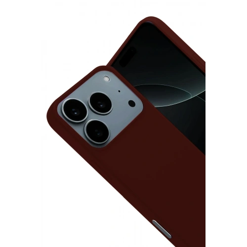 Mey İthalat®   iPhone 17 Pro Nano içi Kadife Silikon - Bordo
